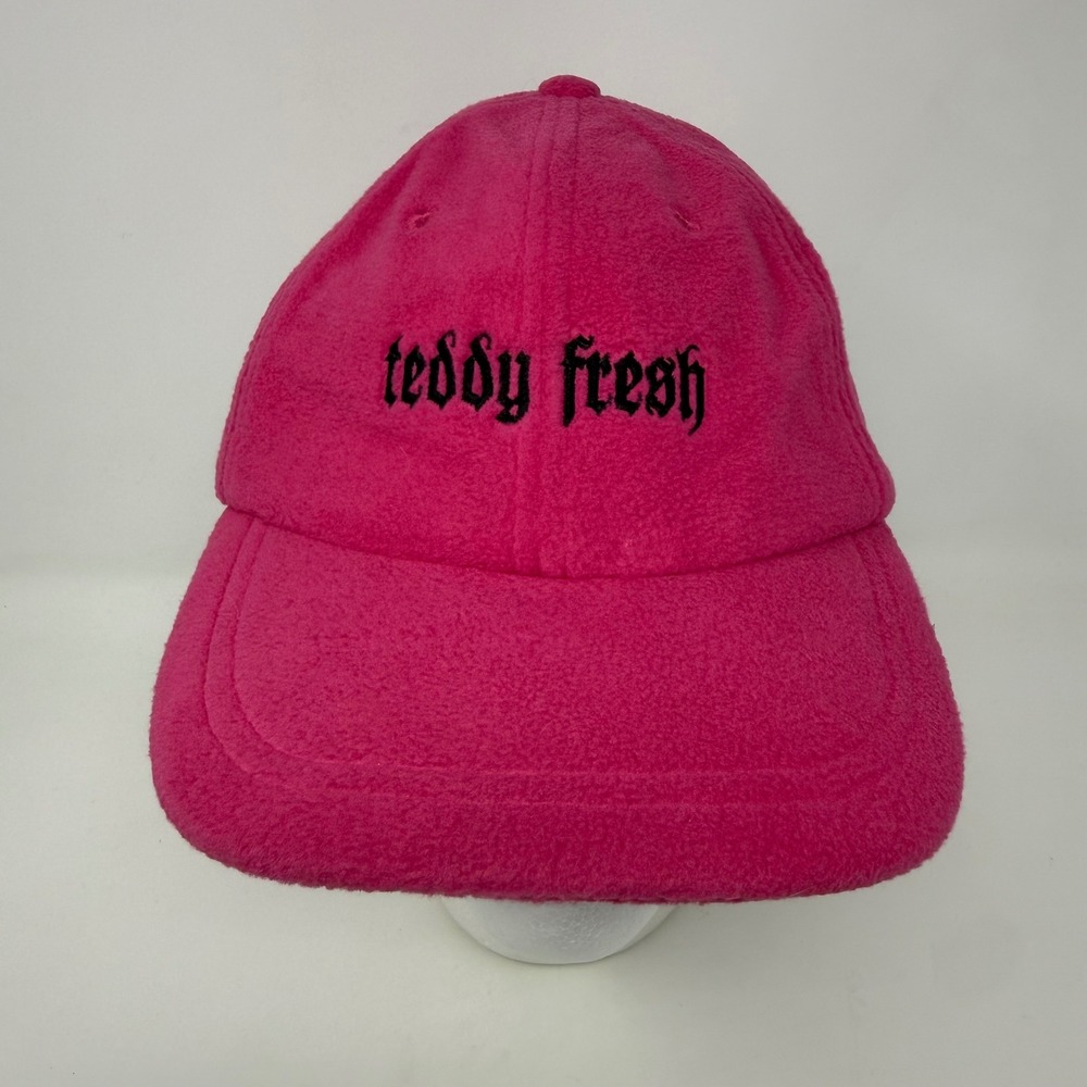 Teddy Fresh Hot Pink Fleece Baseball Cap Gothic Logo Strapback Hat